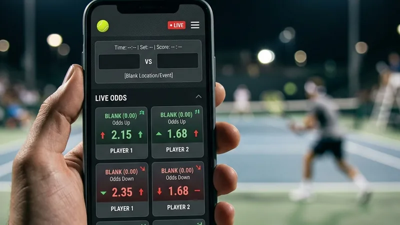 A live tennis match in progress with a full crowd at a Grand Slam
