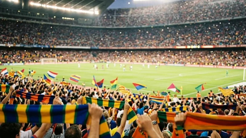 A floodlit football stadium during a major international tournament